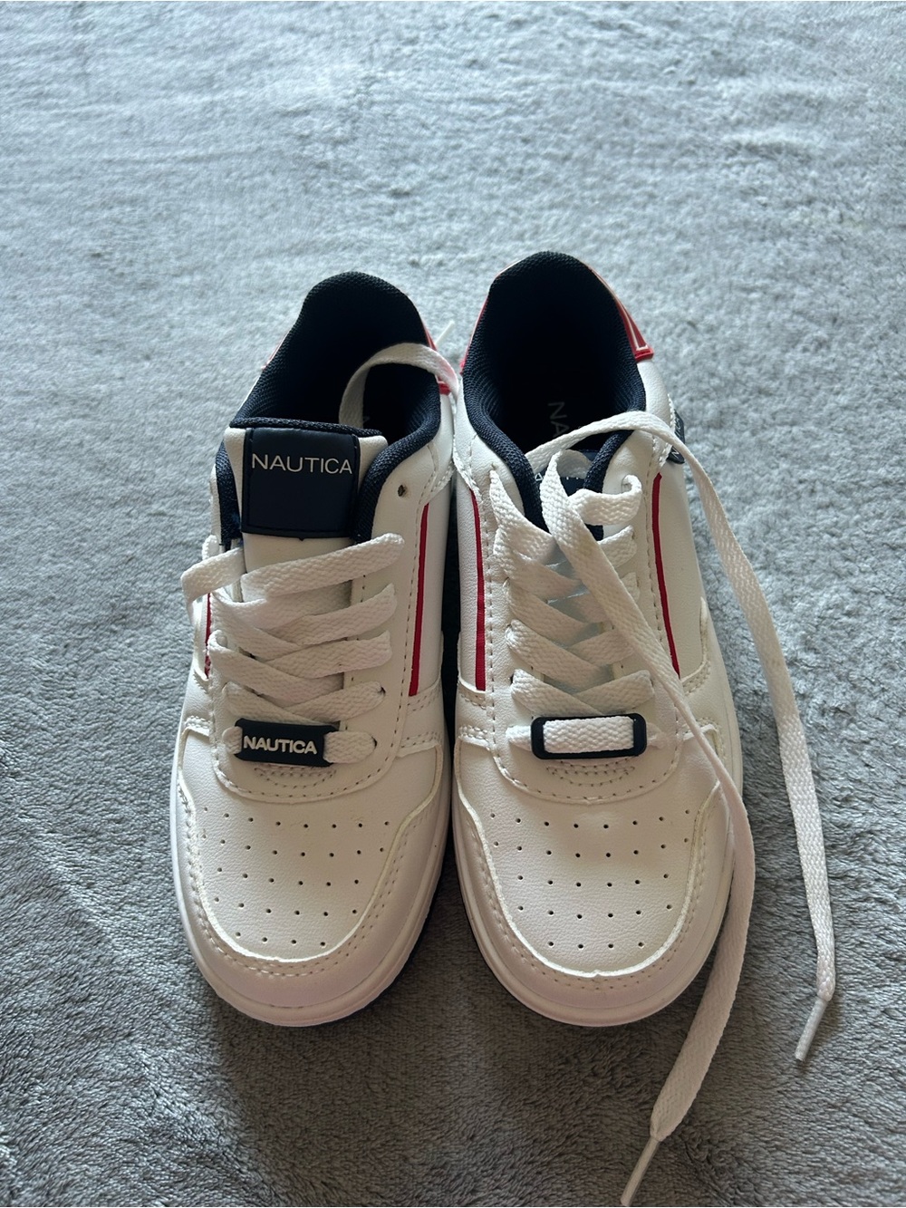 Nautica White Sneakers with Red & Navy Accents